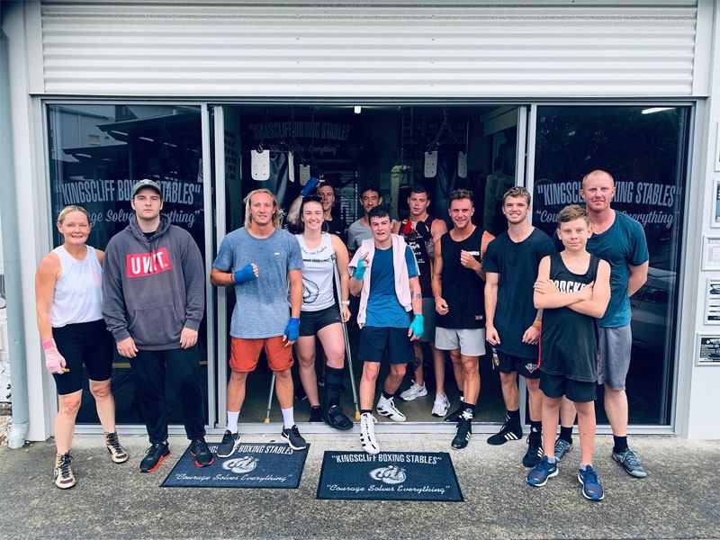 The crew outside the original Kingscliff Boxing Stables