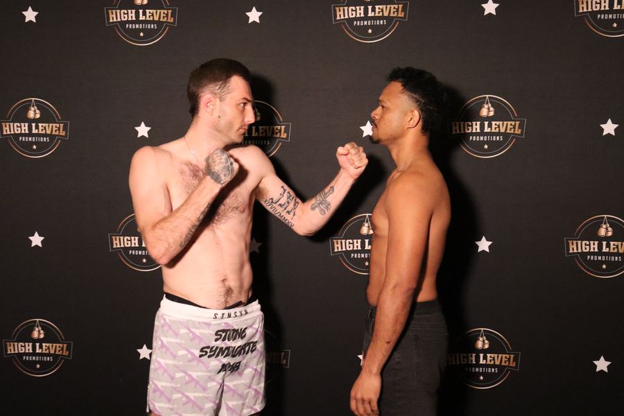 Two fighters facing off at a High Level Promotions shape-up